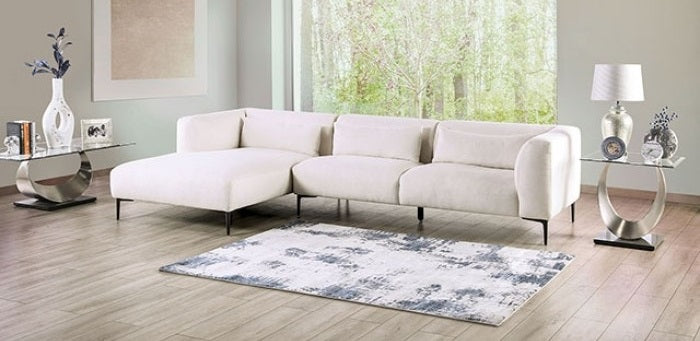 FM63002WH-SECT-L 3 pc Paderborn linen white cotton-linen blend fabric feather blend cushions modular sectional sofa with left chaise