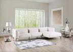 FM63002WH-SECT-R 3 pc Paderborn linen white cotton-linen blend fabric feather blend cushions modular sectional sofa with chaise