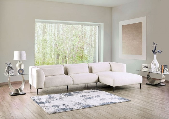 FM63002WH-SECT-R 3 pc Paderborn linen white cotton-linen blend fabric feather blend cushions modular sectional sofa with chaise