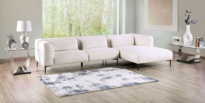 FM63002WH-SECT-R 3 pc Paderborn linen white cotton-linen blend fabric feather blend cushions modular sectional sofa with chaise
