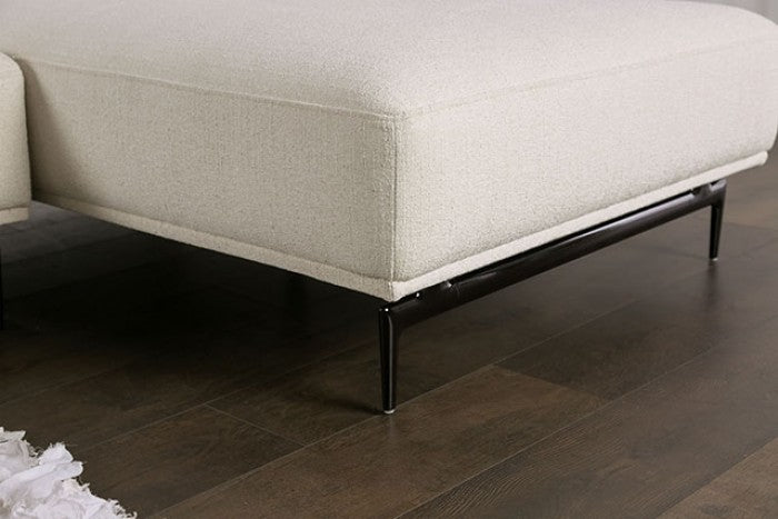 FM63006WH-SECT-L 2 pc Baerum white chenille fabric feather blend back cushions sectional sofa with left chaise