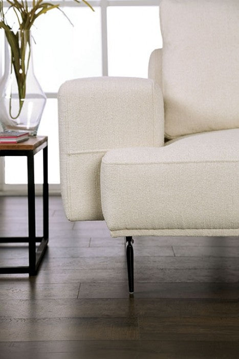 FM63006WH-SECT-L 2 pc Baerum white chenille fabric feather blend back cushions sectional sofa with left chaise