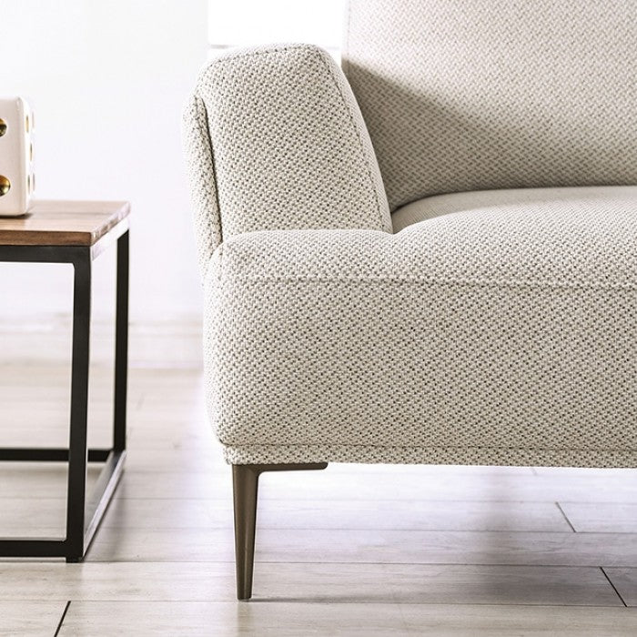 FM63007BG-RC 2 pc Gladbach beige cotton chenille fabric mid century sectional sofa with extendable back rest