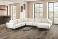 FM63007BG-SECT-J 5 pc Gladbach beige cotton chenille fabric mid century 147" sectional sofa with extendable back rest