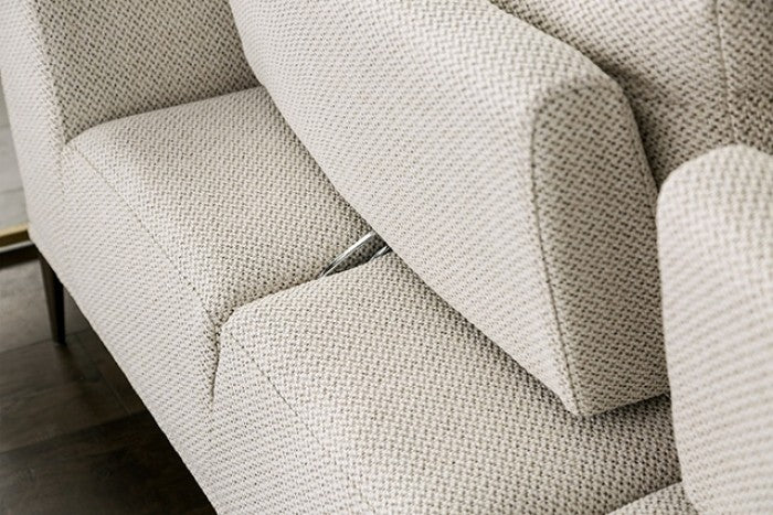 FM63007BG-RC 2 pc Gladbach beige cotton chenille fabric mid century sectional sofa with extendable back rest
