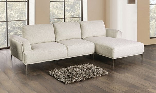 FM63007BG-RC 2 pc Gladbach beige cotton chenille fabric mid century sectional sofa with extendable back rest