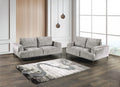 FM63007GY-2PC 2 pc Gladbach grey cotton chenille fabric mid century sofa and love seat set