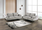 FM63007GY-2PC 2 pc Gladbach grey cotton chenille fabric mid century sofa and love seat set