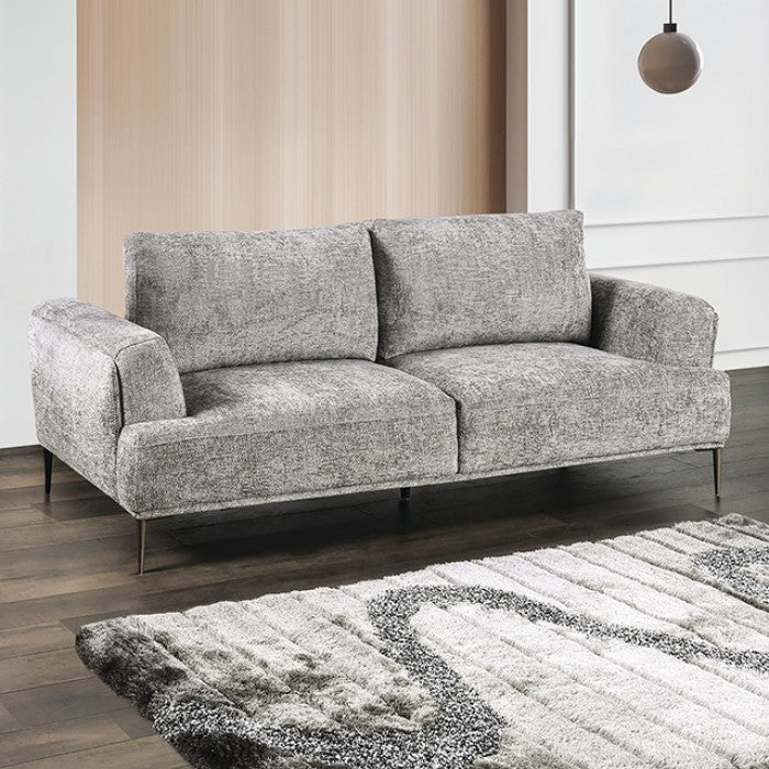 FM63007GY-2PC 2 pc Gladbach grey cotton chenille fabric mid century sofa and love seat set