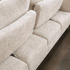 FM63007LB-SECT-J 5 pc Gladbach light brown cotton chenille fabric mid century 147" sectional sofa with extendable back rest