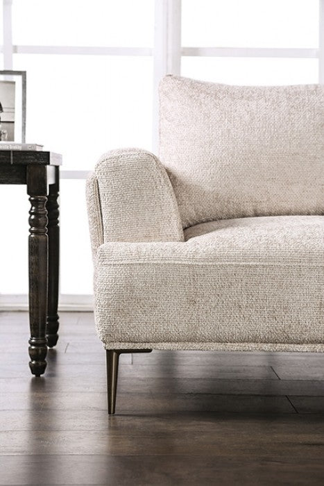 FM63007LB-SECT-J 5 pc Gladbach light brown cotton chenille fabric mid century 147" sectional sofa with extendable back rest