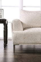 FM63007LB-SECT-J 5 pc Gladbach light brown cotton chenille fabric mid century 147" sectional sofa with extendable back rest