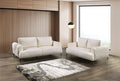 FM63007WH-2PC 2 pc Gladbach white cotton chenille fabric mid century sofa and love seat set