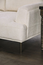 FM63007WH-2PC 2 pc Gladbach white cotton chenille fabric mid century sofa and love seat set