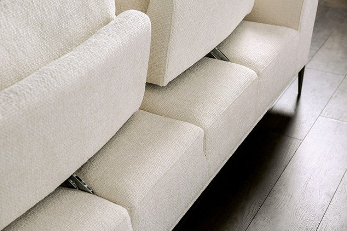 FM63007WH-2PC 2 pc Gladbach white cotton chenille fabric mid century sofa and love seat set