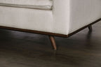 FM63008DB-SF Monthey beige linen fabric mid century modern dark brown wood trim sofa