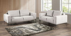 FM63009GY-2PC 2 pc Forde grey chenille fabric mid century modern sofa and love seat set square arms