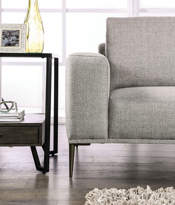 FM63009GY-2PC 2 pc Forde grey chenille fabric mid century modern sofa and love seat set square arms