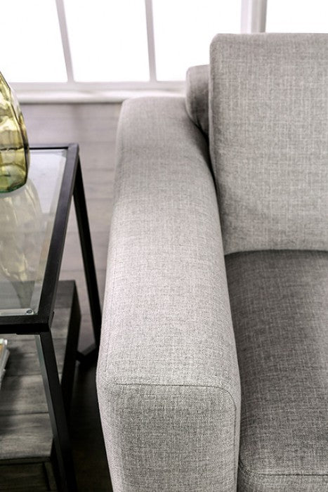 FM63009GY-2PC 2 pc Forde grey chenille fabric mid century modern sofa and love seat set square arms