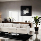 FM63010TP-SECT 6 pc Crayford taupe linen like fabric modular sectional sofa set feather blend cushions