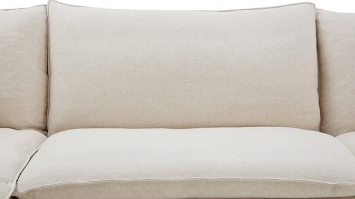 FM63010TP 2 pc Crayford taupe linen like fabric sofa and love seat set feather blend cushions