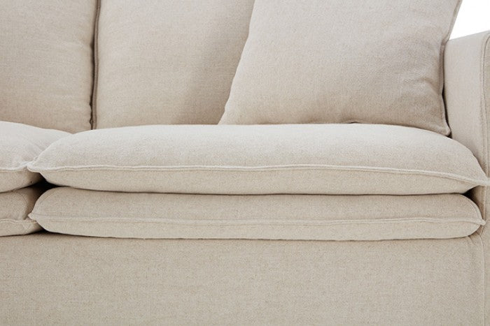 FM63010TP-SECT 6 pc Crayford taupe linen like fabric modular sectional sofa set feather blend cushions