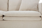FM63010TP 2 pc Crayford taupe linen like fabric sofa and love seat set feather blend cushions