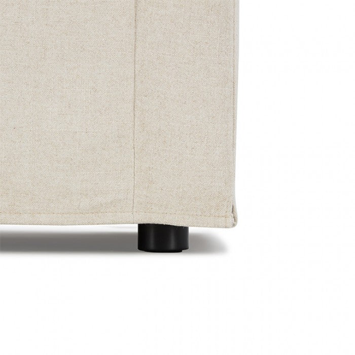 FM63010TP 2 pc Crayford taupe linen like fabric sofa and love seat set feather blend cushions