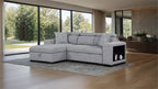 FM64000GY-LC 2 pc Chatteris grey fabric 102" sectional sofa set with storage chaise pop up sleep area and storage arms