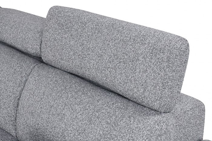 FM64000GY-LC 2 pc Chatteris grey fabric 102" sectional sofa set with storage chaise pop up sleep area and storage arms