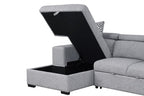 FM64000GY-LC 2 pc Chatteris grey fabric 102" sectional sofa set with storage chaise pop up sleep area and storage arms