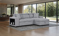 FM64000GY-RC 2 pc Chatteris grey fabric 102" sectional sofa set with storage chaise pop up sleep area and storage arms