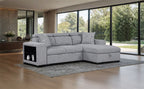 FM64000GY-RC 2 pc Chatteris grey fabric 102" sectional sofa set with storage chaise pop up sleep area and storage arms