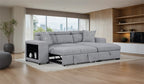 FM64000GY-RC 2 pc Chatteris grey fabric 102" sectional sofa set with storage chaise pop up sleep area and storage arms