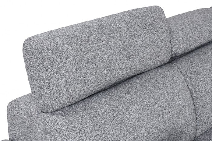 FM64000GY-RC 2 pc Chatteris grey fabric 102" sectional sofa set with storage chaise pop up sleep area and storage arms