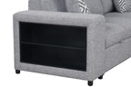 FM64000GY-RC 2 pc Chatteris grey fabric 102" sectional sofa set with storage chaise pop up sleep area and storage arms