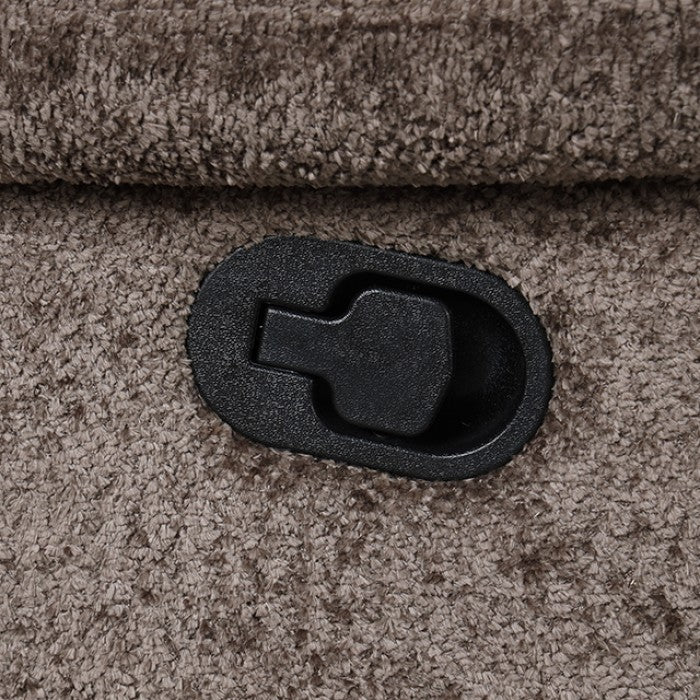 FM64001DB 2 pc Hieronymus dark brown fabric channel tufted sofa and love seat with recliner ends cup console USB charging