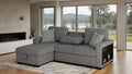FM64005GY-LC 2 pc Chatham grey fabric 93" sectional sofa set with storage chaise pop up sleep area and storage arms
