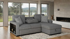 FM64005GY-RC 2 pc Chatham grey fabric 93" sectional sofa set with storage chaise pop up sleep area and storage arms