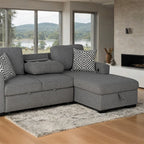 FM64005GY-RC 2 pc Chatham grey fabric 93" sectional sofa set with storage chaise pop up sleep area and storage arms
