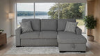 FM64005GY-RC 2 pc Chatham grey fabric 93" sectional sofa set with storage chaise pop up sleep area and storage arms
