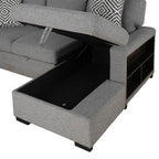 FM64005GY-RC 2 pc Chatham grey fabric 93" sectional sofa set with storage chaise pop up sleep area and storage arms