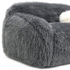 FM64006DG-SL 2 pc Darwen dark grey furry fabric rounded design sofa and love seat set with pillows
