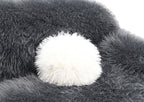 FM64006DG-SL 2 pc Darwen dark grey furry fabric rounded design sofa and love seat set with pillows