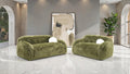 FM64006GR-SL 2 pc Darwen green furry fabric rounded design sofa and love seat set with pillows