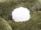 FM64006GR-SL 2 pc Darwen green furry fabric rounded design sofa and love seat set with pillows