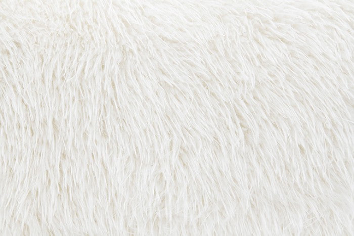 FM64006WH-SL 2 pc Darwen white furry fabric rounded design sofa and love seat set with pillows