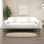 FM64007LG Mellone oat chenille fabric rounded design sofa with faux fur pillows