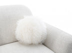 FM64007LG Mellone oat chenille fabric rounded design sofa with faux fur pillows