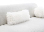 FM64007LG Mellone oat chenille fabric rounded design sofa with faux fur pillows